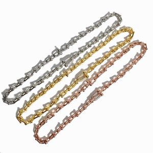 Designmärke kärlek t halsband med kristall rostfritt stål tillbehör zirkon hjärta u typ bambu halsband för kvinnor smycken299f