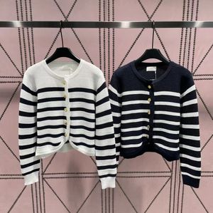 2023 Designer Cardigan Women's Sweater Polo Shirt Button Shirt Classic Navy Stripe Fashion Regular Casual Long Sleeve Knit Jacket Tröja Kvinnor Lär