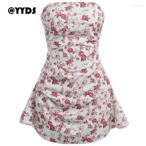 Casual Dresses Bra Floral Slim Fit Large Open Back Dress Vacation Style Sexy Spicy Girl Short Skirt Women's Clothing