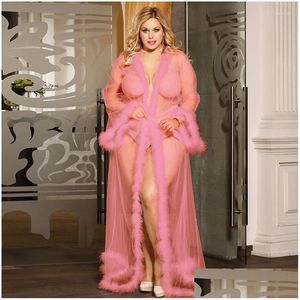 delle donne degli indumenti da notte delle donne donne trasparenti biancheria intima erotica sexy lingerie di pizzo veste lungo pigiama trasparente plus size dress consegna di goccia otjgl