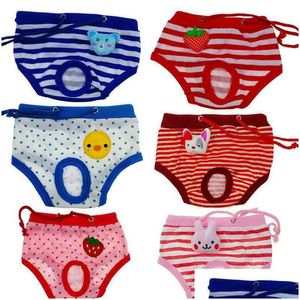 Köpek Giyim 1 PC Fizyolojik Pantolon Sevimli Stberry Bezi Bezi Sıhhi Şort Küçük Orta Köpekler için Panties İç çamaşırı 20220827 Drop Dhu4c