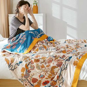 Filtar Nordiska bomullsfilt kastar hem textil lyx sommar tunn quilt soffa handduk täcker andas mjuk filt för sängar coolt ark hkd230922