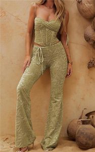 Women's Two Piece Pants Fashion Womens Green Pantsuit Set Skin Friendly Club Street Style Sexy Autumn S M L