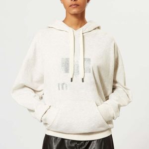 Kadın giyim Isabel Marants Fransız Sonbahar 23 Yeni Moda Mektubu Köpüklü Pembe Baskı Kazançası Kapşonlu Sweatshirt Kadınlar Gevşek Uzun Kollu Terry Sweater