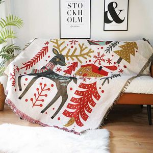 Blankets Merry Christmas Blanket Sofa Towel Tapestry Decoration Background New Year Xmas Tree Blanket For Sofa Bed Blanket Decor HKD230922