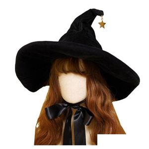 Beanie/Skull Caps Beanieskl Womens Curved Cone Witch Hat Costume Accessory Women Sharp Halloween Christmas Party 220913 Dr dhomx