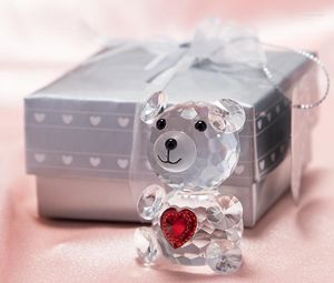 Party Favor 50pcs Crystal Bear Baby Shower Wedding Favours Boy Girl Chrzest Difts Born Gift Box hurtowa sn2959