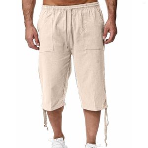 Men's Pants Urban Leisure Big Size Men Solid Loose Linen Clothing Drawstring Wide Leg Mens Streetwear