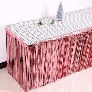 Table Skirt 29x108 Inch Christmas Party Festival Tablecloth Metallic Foil Fringe Tinsel Skirts Wedding Decoration Pasteable