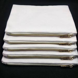 1pc 12oz Blank White Poly Canvas Cosmetic Bag для сублимации печати, Whtie Bridesmaid Gift Makeup Make для сублиматической теплопередачи 2347