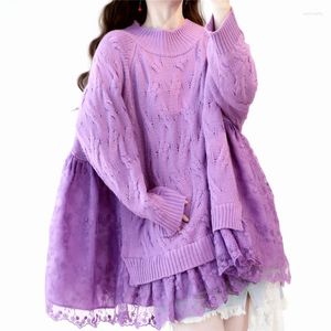 Kvinnors tröjor söta mori flicka bat ärm lös prinsessa tröja damer avslappnad stick för kvinnor pullover hippie boho termiska kläder