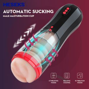 Masturbadores HESEKS Lifelike Sucção Automática Masculino Masturbação Copo Interno Vibrador Telescópico Masculino Masturbação Vaginas Para Homens Brinquedo Sexual 230922