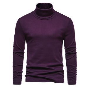 Męskie swetry fioletowy golf sweter jesienne zima długie rękawy ciepłe swobodne topy Slim Pullover Undershirt Men 12 kolorów 230922