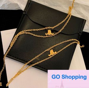 Высококачественное доступное роскошное золотое двухслойное ожерелье, женское нишевое дизайнерское ожерелье на ключице, американские ожерелья