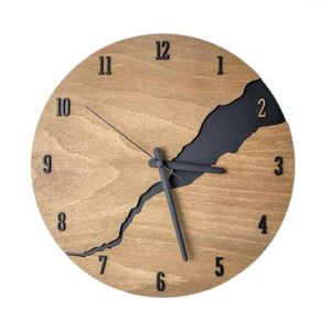 Wall Clocks 12Inch Simple Cracked Wooden Clock Silent Non-Ticking Large Creative Big Decor For Living Room Office