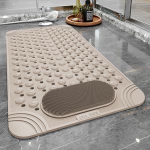 Bath Mats Non-Slip Bathtub Mat PVC Safety Soft Shower Mat with Drain Hole Bath Mat Massage Feet Mat Easy To Clean Bathroom Carpet Rug 230922