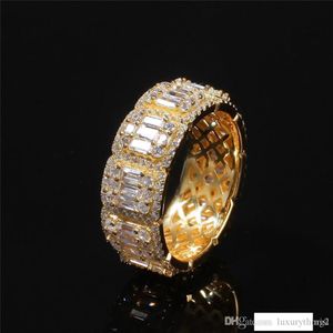 Temperament Iced Out CZ Mens Rings Gold Silver Plated Finger Rings Bling Bling Hip Hop Jewelry285U