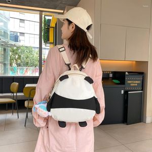 Rucksack, niedlicher Panda-Cartoon, Mädchen, Student, Schultasche, große Kapazität, Segeltuch, Umhängetasche, täglich, lässig, Reisen, Handytasche, Aufbewahrungstaschen