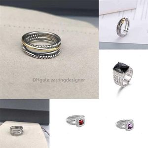 Pierścienie Dy Ed Dwukolorowy pierścień krzyżowy Kobiety moda platyna platyna czarna tajska srebrna sprzedaż designerska biżuteria kobieta luksus DI242N