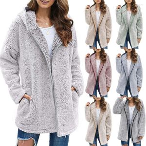Women's Knits Woman Sweater Cardigan Autumn/winter Leisure Solid Color Hooded Long Sleeve Woolen Woman's Clothing Drop YDSWT001