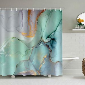 Duschgardiner grå guld marmor bläck textur duschgardin set abstrakt modern duschgardin för badrumsdekor vattentätt tvättbart tyg 230922