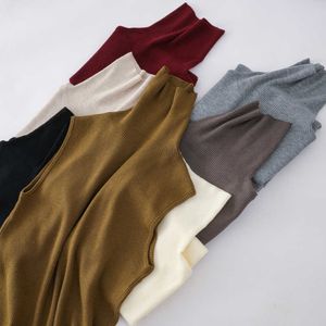 Höst- och vinterbasrockhög krage ärmlös tröja passar till kroppsstilens färgserie Slim Fit Sticked Shirt Quality Style
