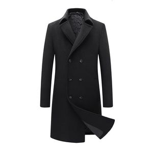 Men's Wool Blends 2023 Men Overcoat Winter Plus Cotton Thicken Woolen Coat MidLength Fashion Casual Solid Color Cashmere Trench Outwear 230921