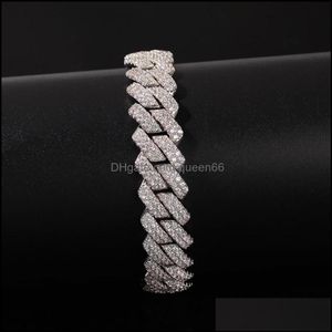 Corrente hip hop adicionar zircônia cúbica bling gelado ouro sier aberto bloqueio sem costura cubana miami link pulseira para homens rapper jewlery 364 218y