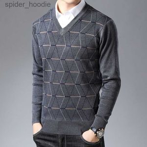 Men's Sweaters New Fashion Brand Sweater For Mens Pullovers V Neck Slim Fit Jumpers Knit Thick Warm Autumn Korean Style Casual Clothing Men L230922