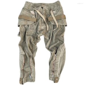 Men's Pants Autumn Winter Multi Pockets Functional Style Cargo Vintage Men Loose Jogger Trousers For Male