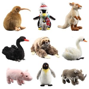 Plüschpuppen, 9 Stile, dreizehiges Faultier, flauschiges, kuscheliges Plüschtier, Kuscheltiere, schwarzer Schwan, Kiwi, Plüsch, simulierte weiche Puppen, 23–36 cm, 230921