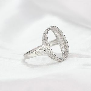 Anéis de cluster 925 prata esterlina mulheres noivado anel de casamento 13x18mm cabochão oval semi montagem ajuste âmbar ágata turquesa configuração