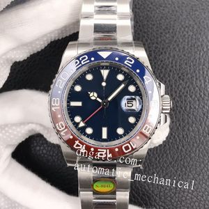 남성을위한 시계 자동 Watchsn Factory Vintage GMT 1675 Mens Black Red Bezel ETA 2836 Movement Sappire Glass Luminous Waterproof Business Mens Watches