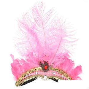 Bandanas Earphone Stage Hair Band Scrunchies Women Headgear Carnival Feathers Headband Party Headdress Miss Stuff Drop Delivery Fashio Dhmie