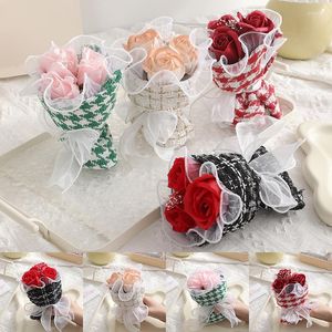 Fiori decorativi Bouquet di rose finte Simulazione di fiori di sapone Confezione regalo Decorazione Matrimonio Compleanno Sposa Regalo di San Valentino