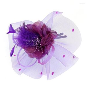 Bandanas Exquisite Headband Floral Headdress Mesh Hair Clip Women Decoration For Evening Party Purple Drop Delivery Fashion Accessorie Dhhqc