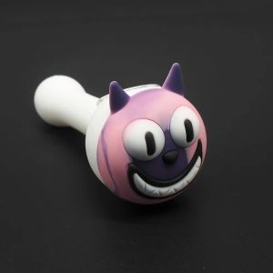 glow in the dark funny cat face hand Pipes for smoking Heady silicone Piipes Pyrex Spoon Pipe Bongs Oil Nail ZZ