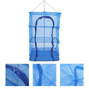 Kleiderbügel Wäscheständer Netz 4-lagiger Trockner Blaues Netz zum Aufhängen mit Reißverschluss für Garnelen, Obst, Gemüse (Schnalle Dinge