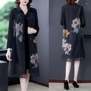 Women's Trench Coats Broad Lady Windbreaker Mid Length Noble Thin 50 Year Old Mother's Coat And 2023 Female Spring Autumn V44