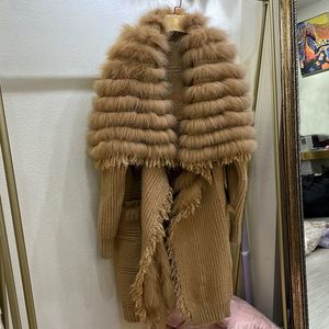 Cardigan lungo da donna in pelliccia sintetica di lusso con colletto lungo Autunno Inverno Cappotti lavorati a maglia Maglione con apertura DBL5414 230921