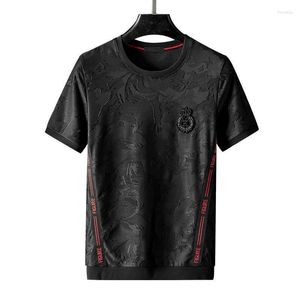 Męskie koszule T-koszulki dla mężczyzn Summer lekka luksusowa modna marka ciemny wzór Jacquard T-shirt w stylu koreański