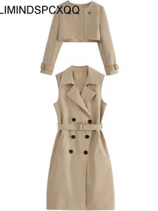 Damen-Mischungen, zweiteiliges Set, Damen-Trenchcoats, 2023, lang, solide, lässig, Damen-Windjacke, Schwarz, Khaki, Größe XXL, Gürtel, Revers, Kleidung, modische Oberteile 230922