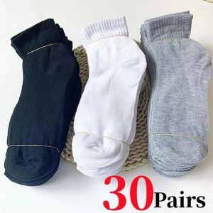Men's Socks 30Pairs/Lot Midtube Business High Quality Polyester Cotton Breathable Soft Thin Solid Color Medium