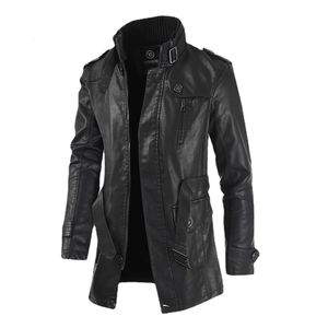 Men s Leather Faux High Quality Jacket Street Windbreaker Coat Men Clothing Thick Fleece Casual PU 230922