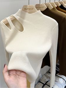 Kadın Sweaters Sonbahar Kış Seksi Hollow Out Kadınlar Üstler İnce Vintage Jumper Yumuşak Sıcak Çeken Kadın Kıyafet Kükürme Süveteri 230922