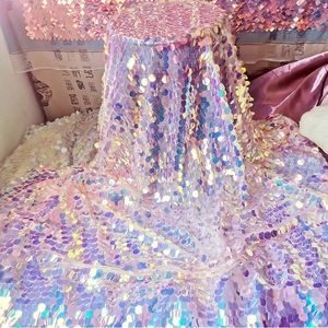 Bordduk Pink Mermaid Scale Dreamy Round paljetter Glitter TABLEDRECLOTH BAKGRUND Tyger Laser Iridescent Shiny Shooting Decor Cloth Party 230921