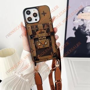 Piękny iPhone Phone Case 15 14 Pro Max Lu skórzana karta krzyżowa Wysoka jakość torebka 16 15PROMAX 13PROMAX 13PROMAX 15PRO 14PRO 13PRO 13 12 z logo Box 920