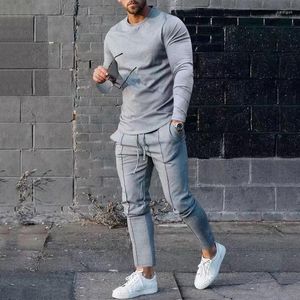 Männer Trainingsanzüge Casual Zwei-Stück Set Männer Sport Anzug Einfarbig Langarm T-Shirt Und Hosen Sets Mode Hip hop Streetwear