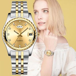 Orologi da polso 2023 orologi al quarzo di lusso da donna cinturino in acciaio inossidabile dorato orologio impermeabile casual di alta qualità regalo per la moglie