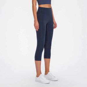 2023New L-102 Women Sport Leggings Yoga Pants Elastic High midje mage Kontroll Capris Crop Gym Bottoms Slimming Fitness Running Tights Female Original